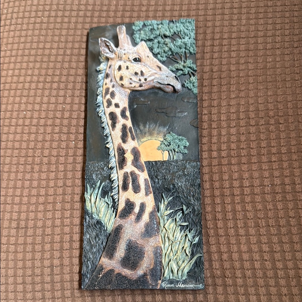 Giraffe Wall Art with Sunset Scene